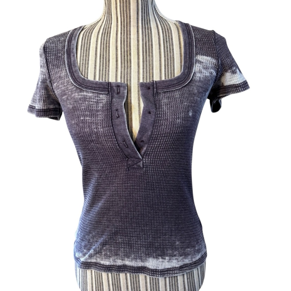 NEW Project Social T Tee XS Purple Short Sleeve Top Distressed Mineral Wash